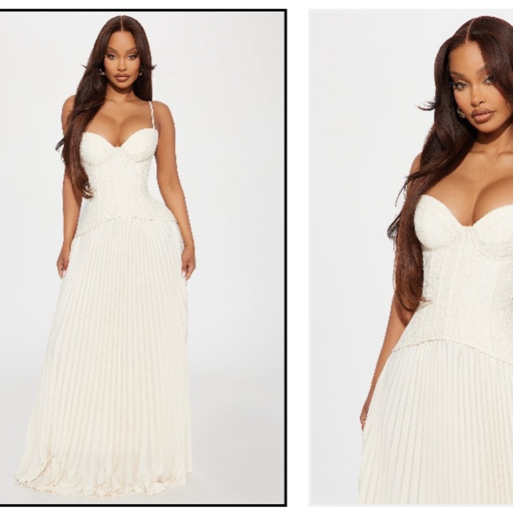 Size Large Fashion Nova White Maxi Dress Daniella Lace Corset Engagement